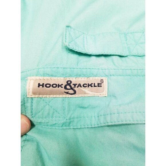 Hook and Tackle Mens fishing shirt XL Aqua Hi-Tech Fishing Shirt Vented-Pockets - Picture 4 of 16